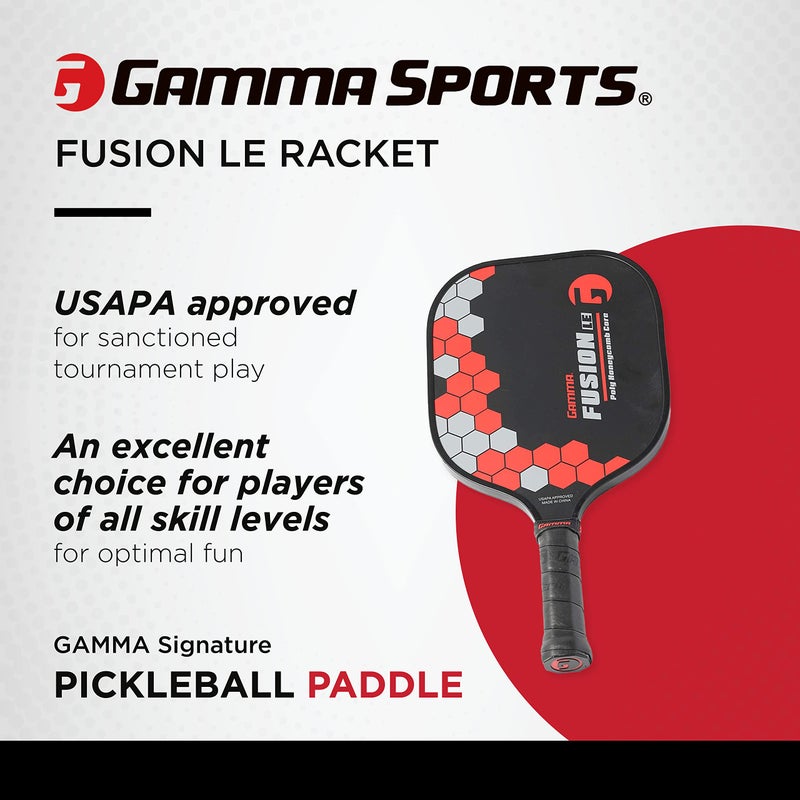 Gamma Sports 2.0 Pickleball Paddles: Mens and Womens Textured Fiberglass Face Pickle-Ball Racquet - Indoor and Outdoor Racket: Fusion Red, ~8 oz - Image 2
